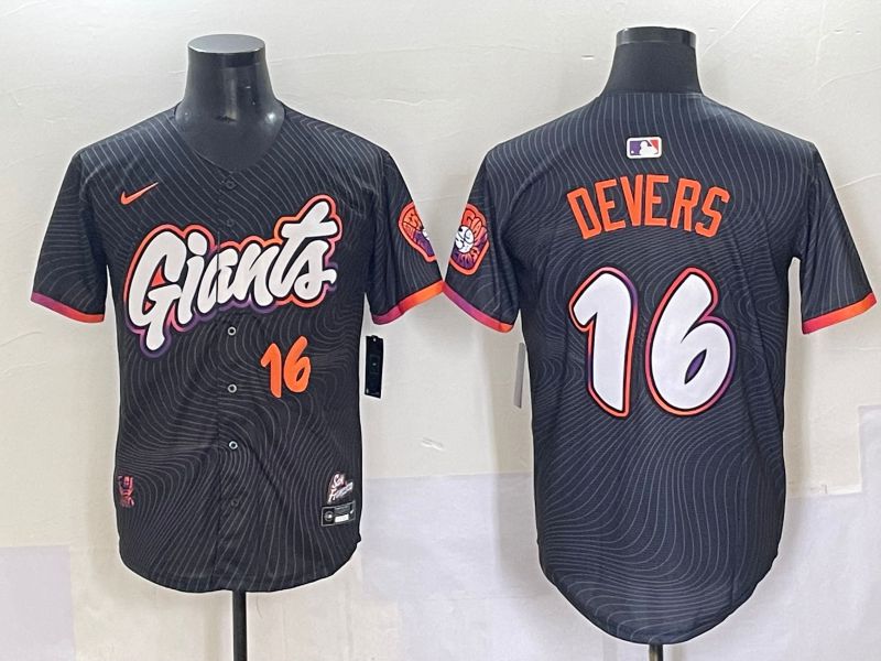 Men 2025 San Francisco Giants #16 Devers Black Joint Name Nike MLB Jersey style 5->san francisco giants->MLB Jersey